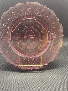 Pink Heisey Longaberger Anniversary Plate. 1995 Edition Dresden Tour